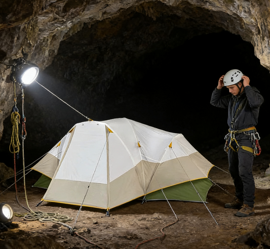 Two-bedroom, one-living room, fully covered rainproof 8-person mixed dome family tunnel tent