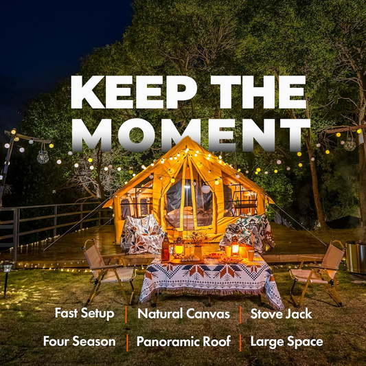 Canvas Material Outdoor Camping Inflatable Tent with Chimney