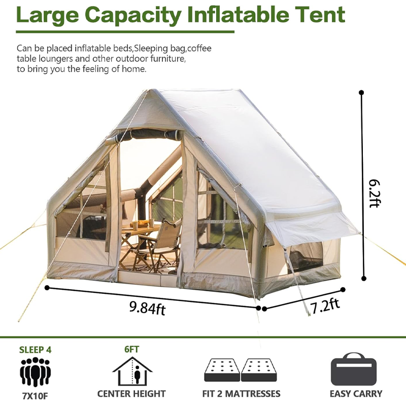 Four-season Oxford Cloth Inflatable Camping Tent With Manual Air Pump