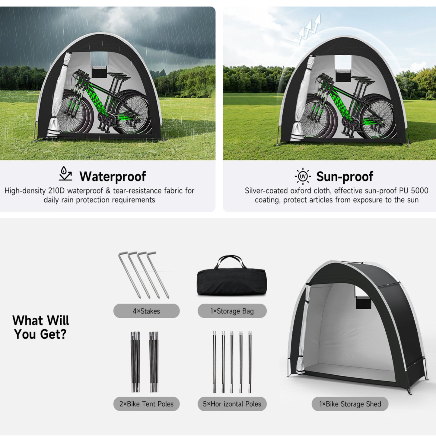 Outdoor Portable Bicycle Storage Shed