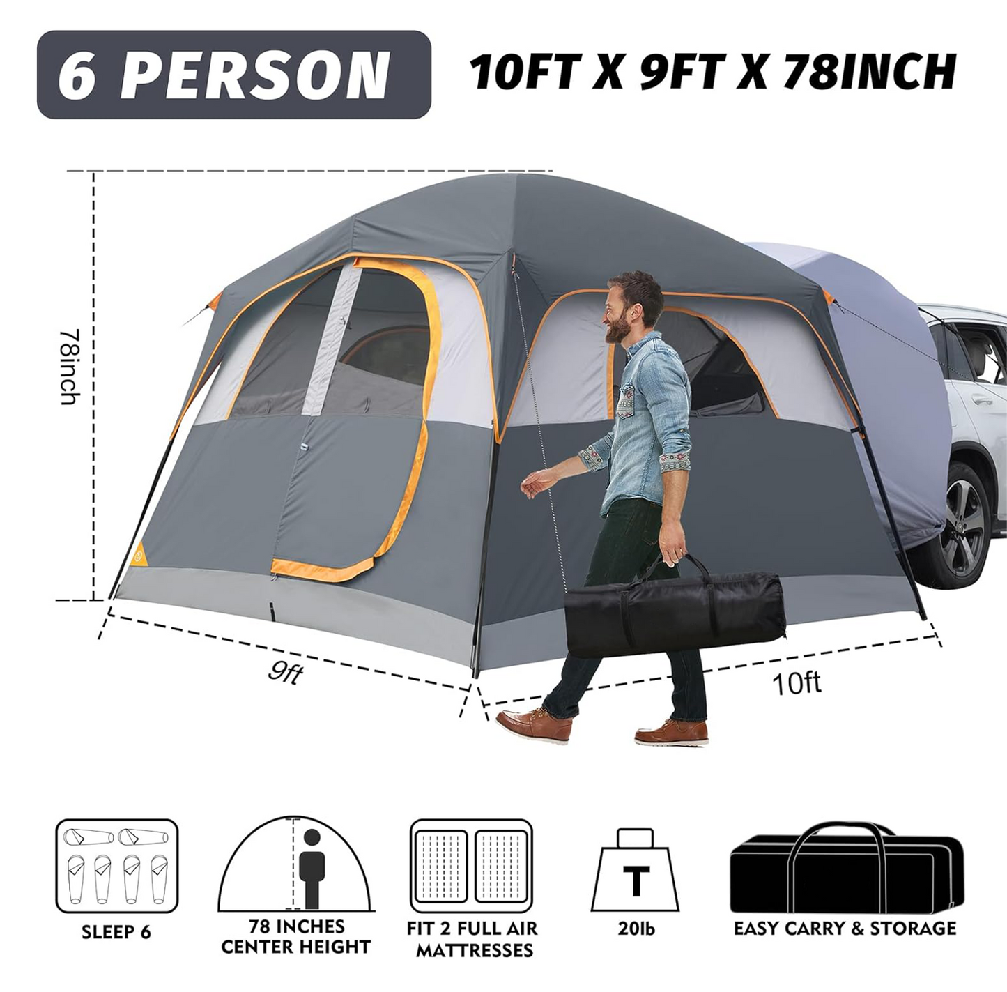 SUV Vehicle Tail Tent with Rainproof Cover