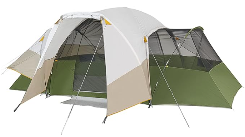 Two-bedroom, one-living room, fully covered rainproof 8-person mixed dome family tunnel tent