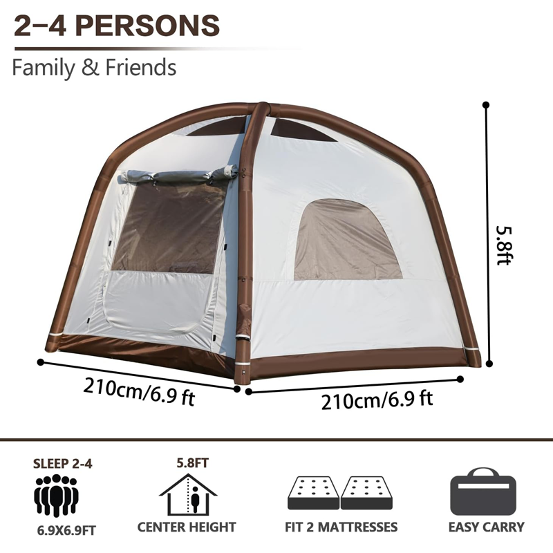Self-supporting Inflatable Tent For 2-4 People
