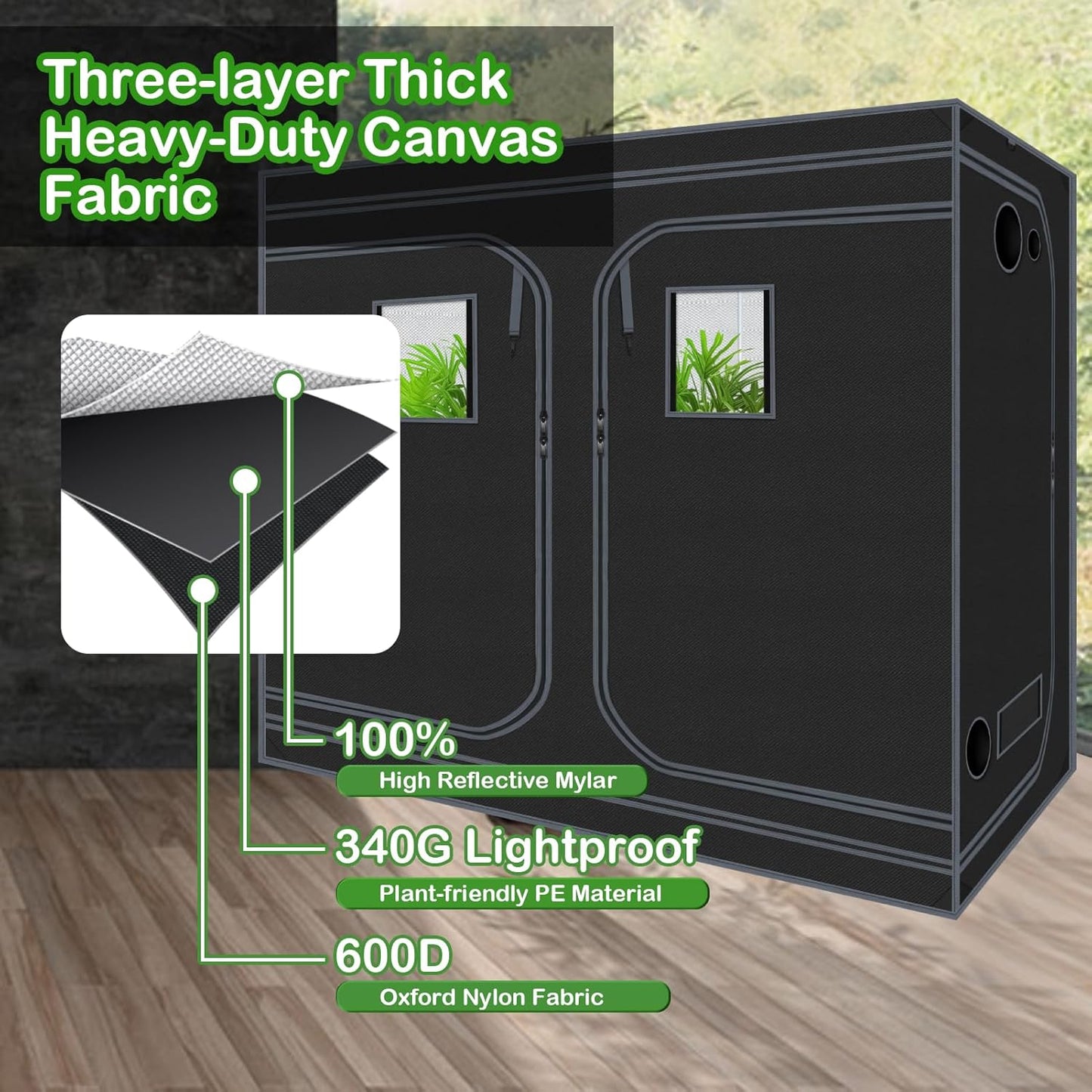 High-reflectivity Indoor Grow Tent + Removable Waterproof Floor Tray