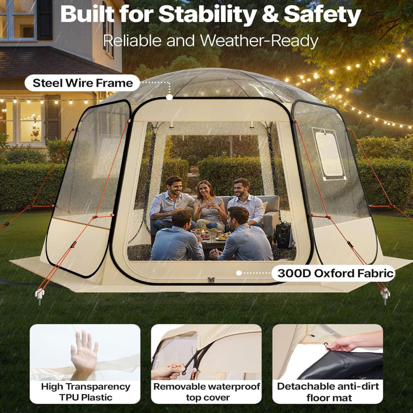 Transparent Dome Camping Tent/Igloo for 8-10 People
