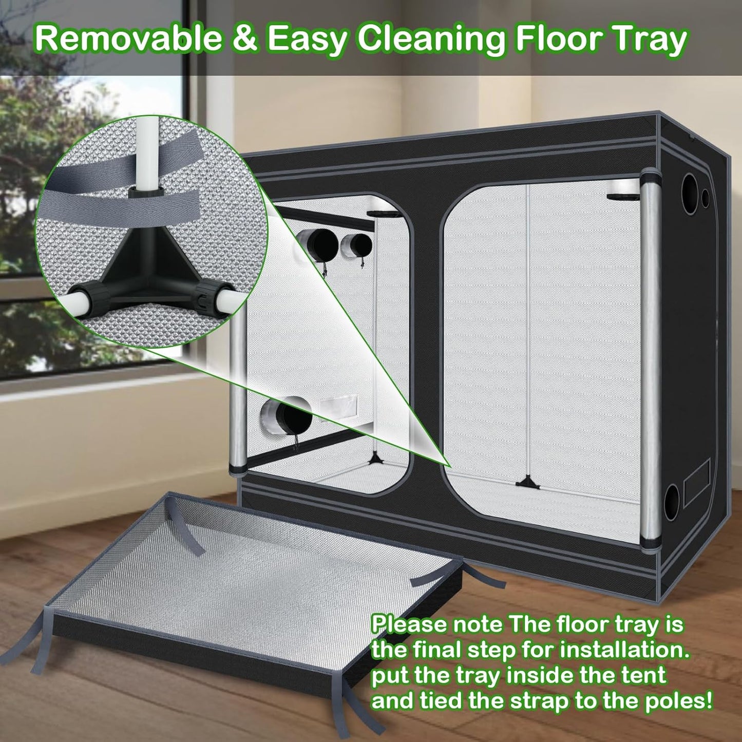 High-reflectivity Indoor Grow Tent + Removable Waterproof Floor Tray