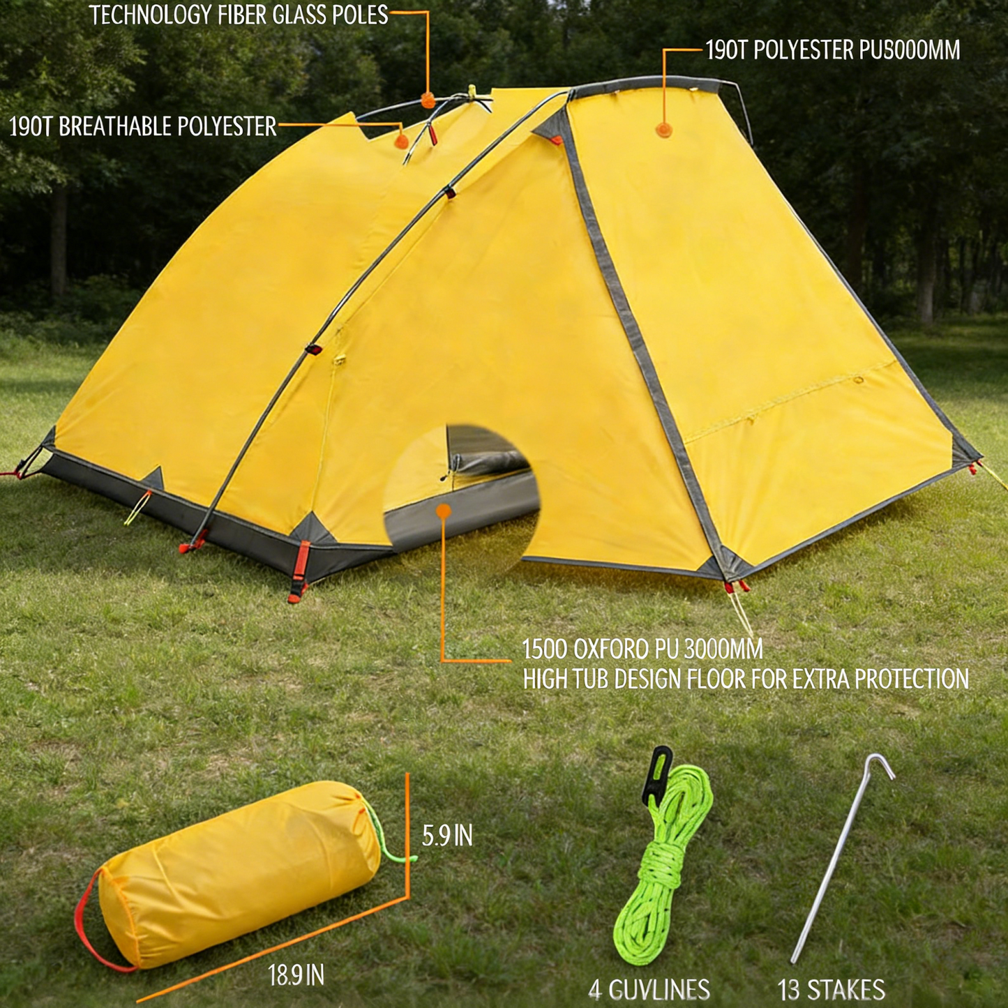 Outdoor Waterproof Double-layer Porch Tent